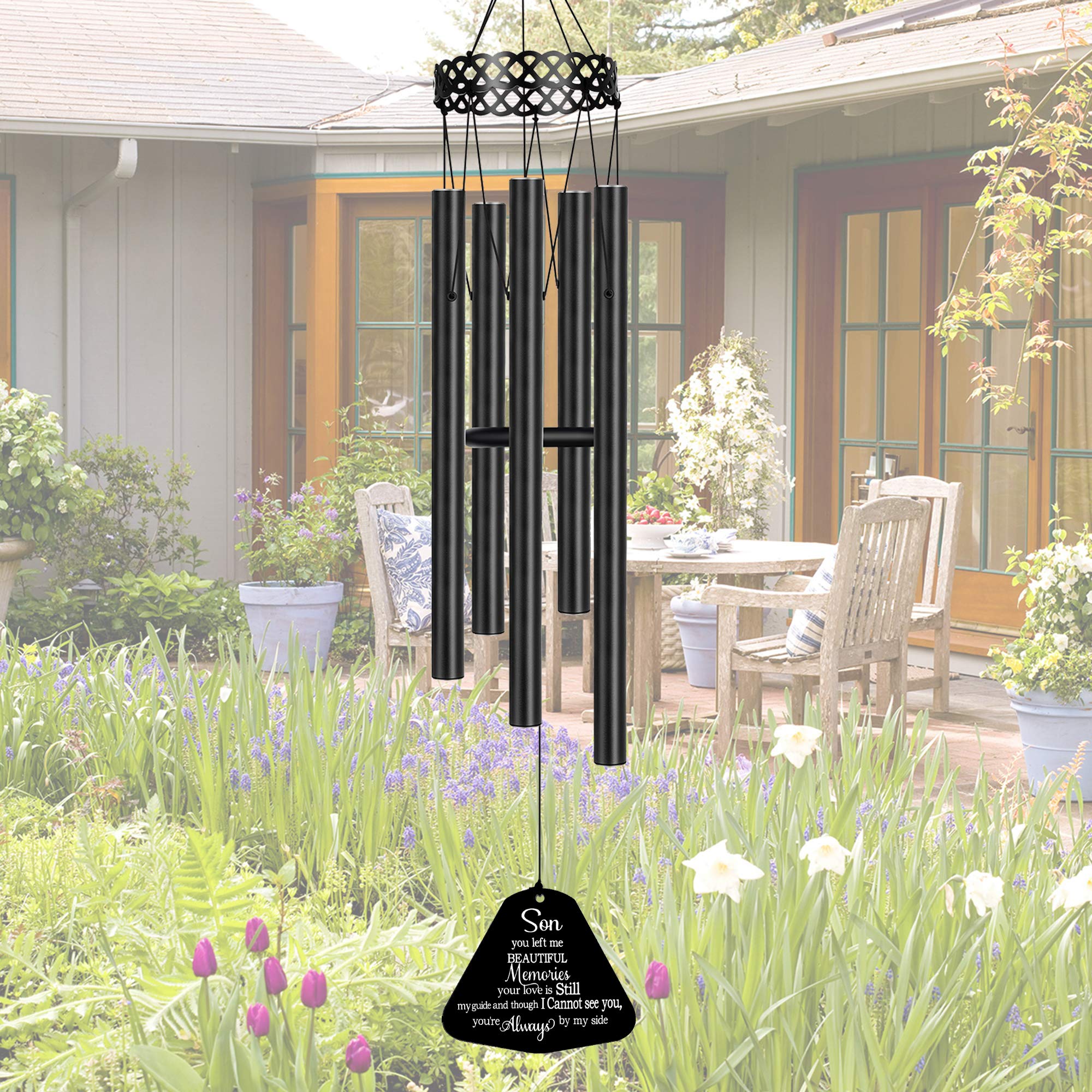 Decorazione Giardino Commemorativa Campanelli A Vento Commemorativi Per La Perdita Di Un Figlio | Regalo Di Conforto In Legno, 65,5 Cm Campanelli A Vento Memoria Amore