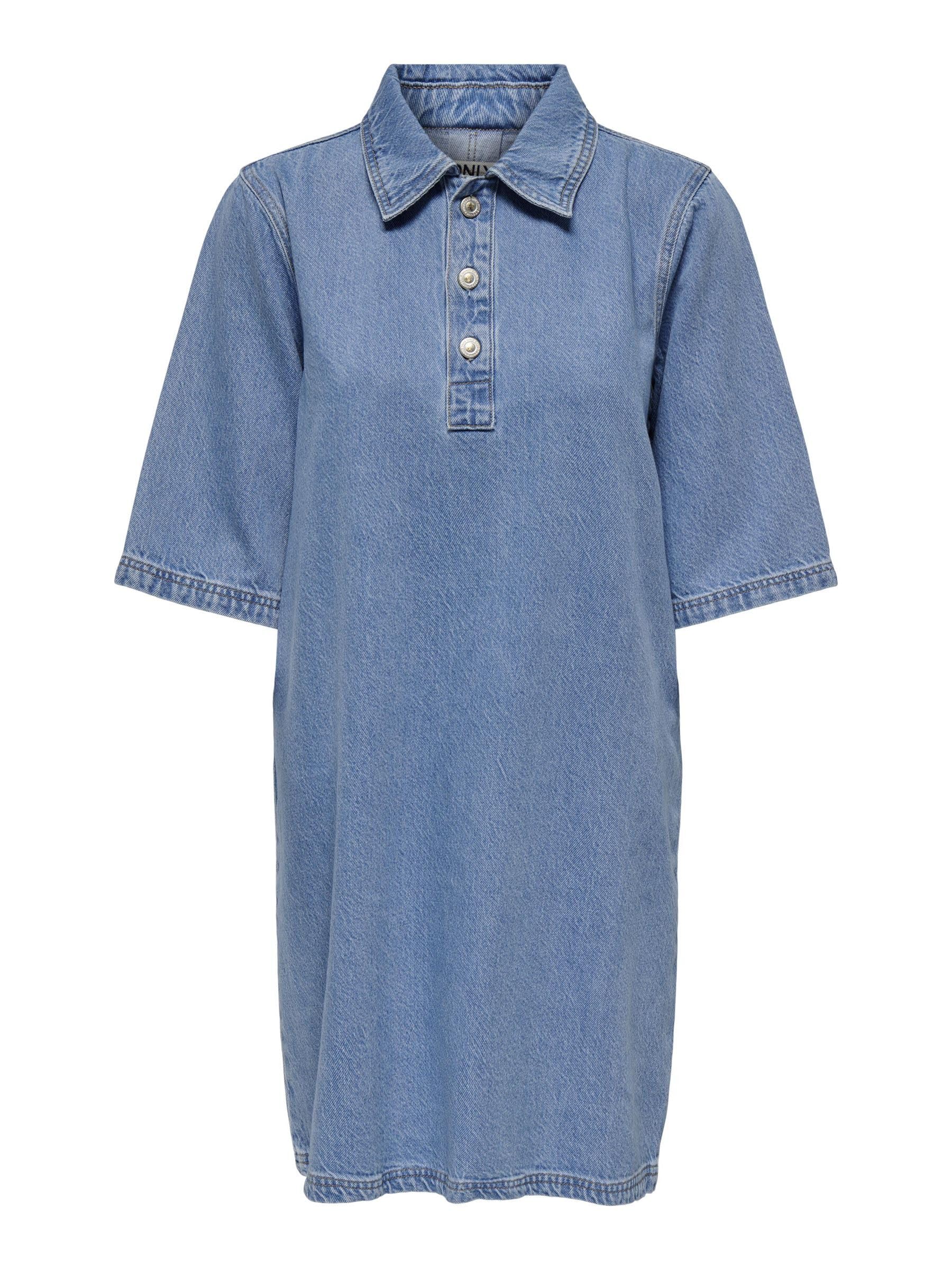 Only Damen Light Blue Denim Kleid Onlgry Kurzes Kleid