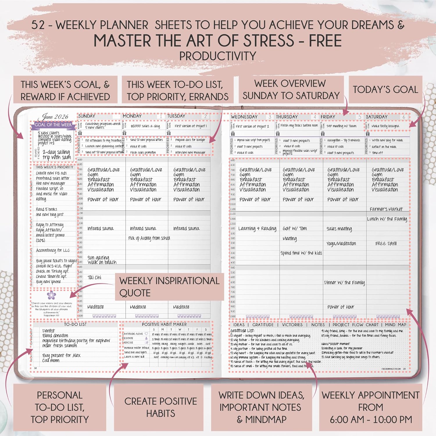 Law of Attraction Planner 2026 Deluxe with Productivity App | Weekly & Monthly Goal-Setting Planner, Life & Gratitude Journal | Include Foldable Vision Board, Gift Box & Stickers