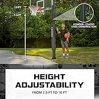 Vista 5 de Silverback Height Adjustable In-Ground Basketball Hoop with Tempered Glass Backboard, Pro-Style Breakaway Rim & Backboard Pad