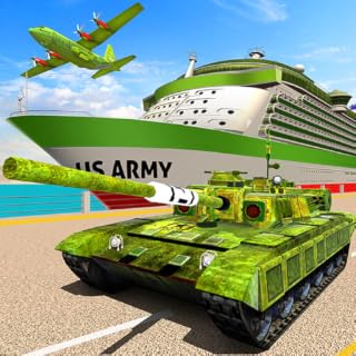 Jogo de transporte do exército dos EUA - avião de carga e tanques do exército