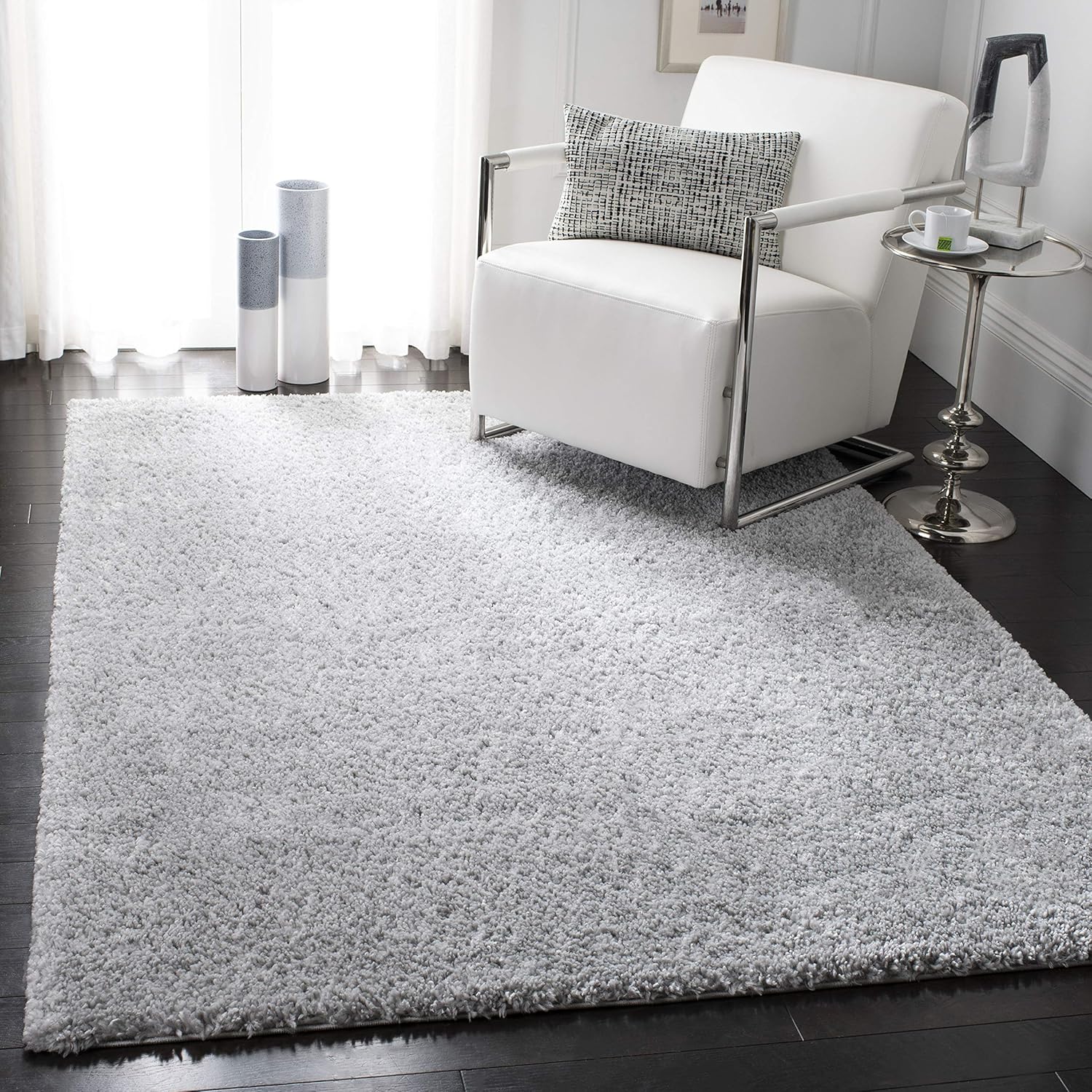 SAFAVIEH August Shag Collection Accent Rug – 4′ x 6′, Silver, Solid Design, Non-Shedding & Easy Care, 1.2-inch Thick Ideal for High Traffic Areas in Entryway, Living Room, Bedroom (AUG900G) SAFAVIEH August Shag Collection Accent Rug – 4′ x 6′, Silver, Solid Design, Non-Shedding & Easy Care, 1.2-inch Thick Ideal for High Traffic Areas in Entryway, Living Room, Bedroom (AUG900G)