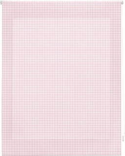 Blindecor Vichy | Estor Enrollable Translúcido | Tejido Cuadros Color Rosa | 140 x 180 cm (ancho por alto) Tamaño de la Tela 137 x 175 cm | Estores para Ventanas