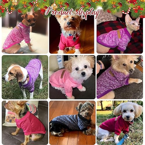 Miniatura 7 de HYLYUN Suéter de 4 piezas para perros pequeños  Suéter de punto clásico para perro, suave y grueso, cálido, camisa de invierno para cachorros, talla