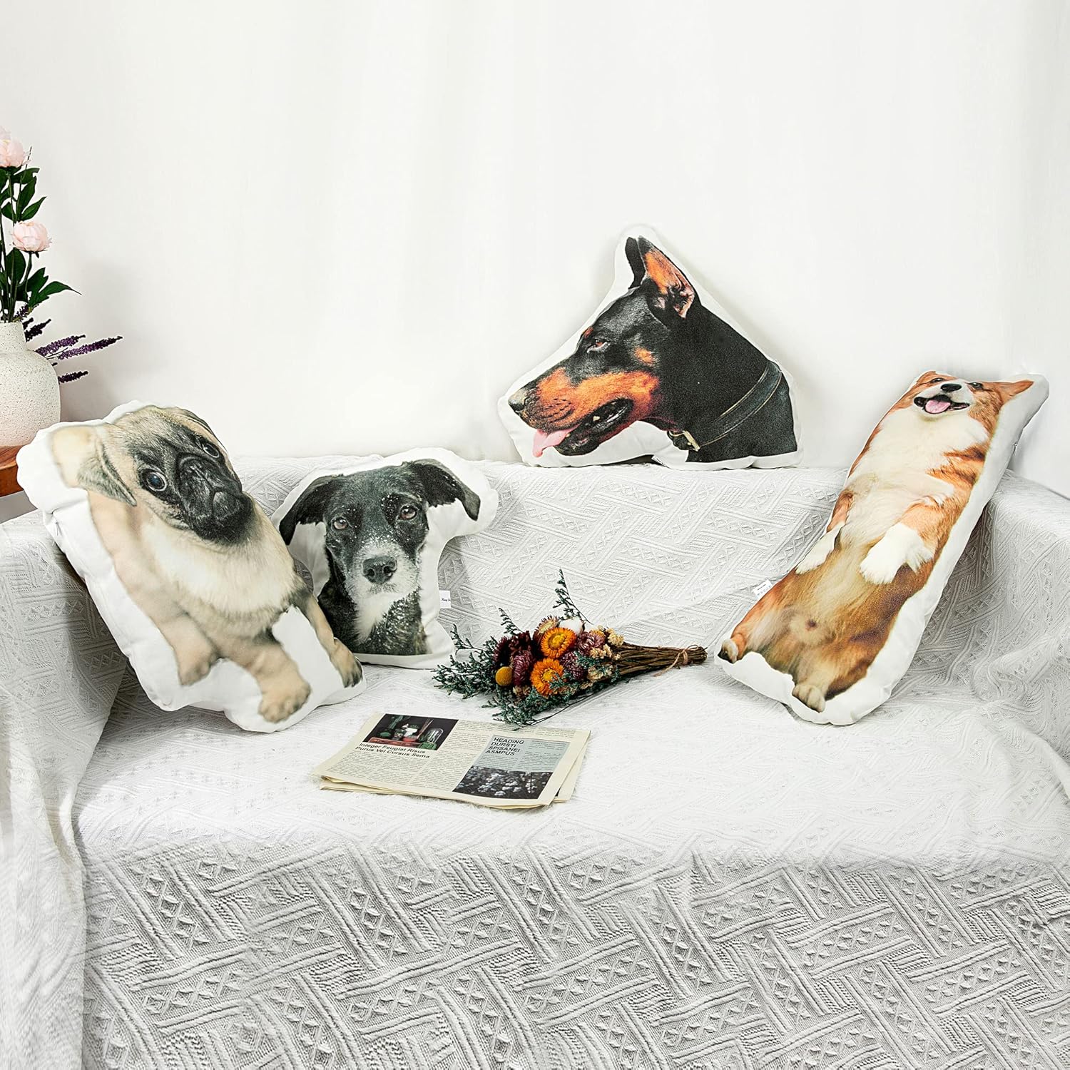 Personalized Pet Memorial Throw Pillow, Custom Photo & Text Pet Sympathy Gifts for Dog/Cat