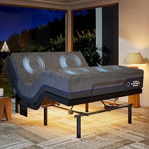 Marsail NS1 Massage Adjustable Base with Mattress Set Queen Adjustable Bed Frame 10-inch Cooling Gel Memory Foam Mattress