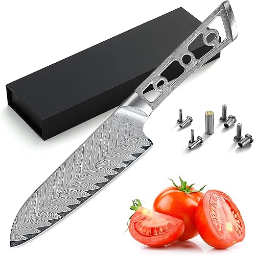 Kit de proyecto de carpintería - Cuchillo Santoku en blanco - 5 pulgadas con hoja de 1.575 in de ancho - Serie Thunder-X - Japonés Premium 67 capas