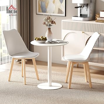HOMCOM Dining Table 2 Seater Round Kitchen Table 60 x 60 x 72cm White