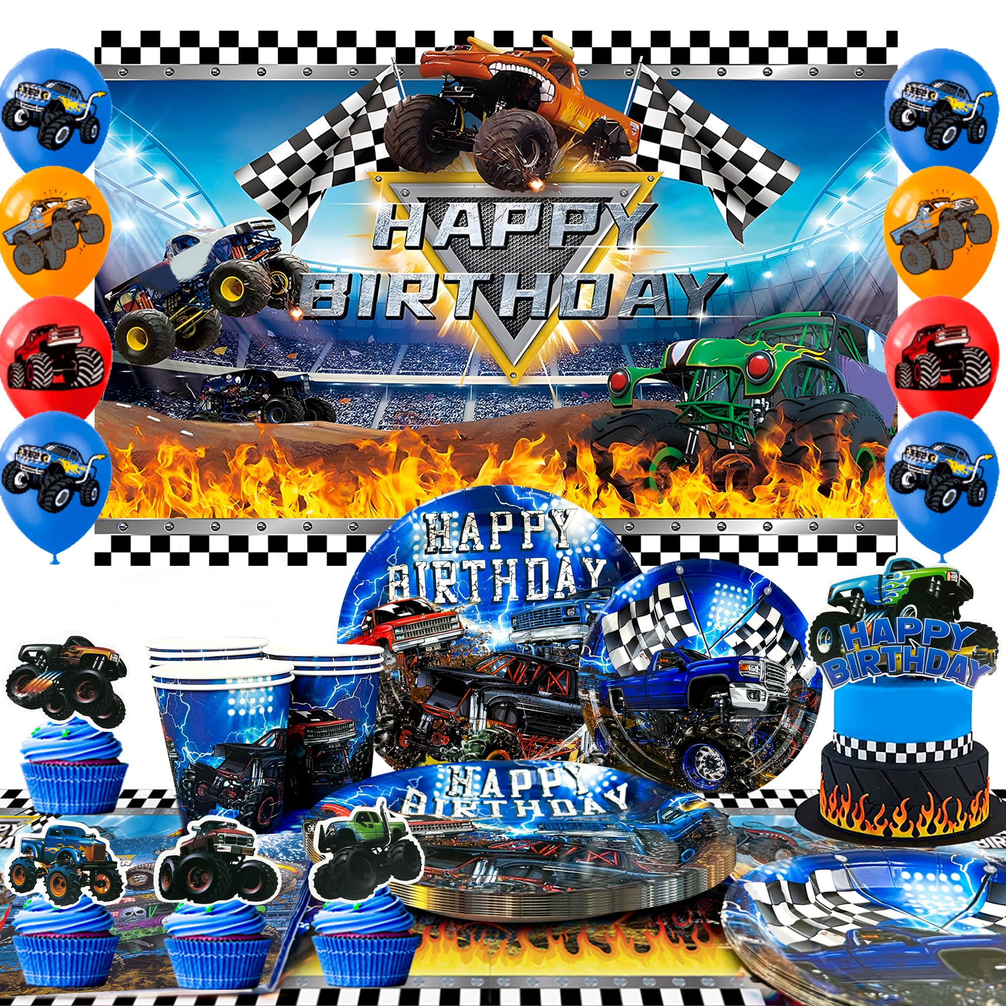 82 Pcs Truck Birthday Decorations, Big Truck Birthday Party Tableware Kit