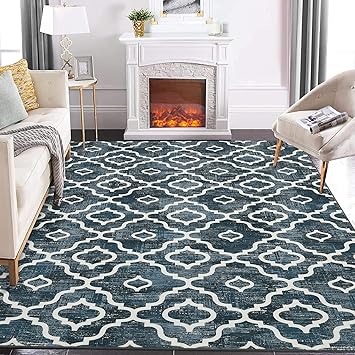 GlowSol Washable Rugs 8x10 Modern Trellis Rugs Rugs Neutral Rugs Distressed Rug Bedroom Large Rug Living Room Rug Stain Resisitant Dining Room Soft Large Carpet Abstract Home Décor Rug 8x10