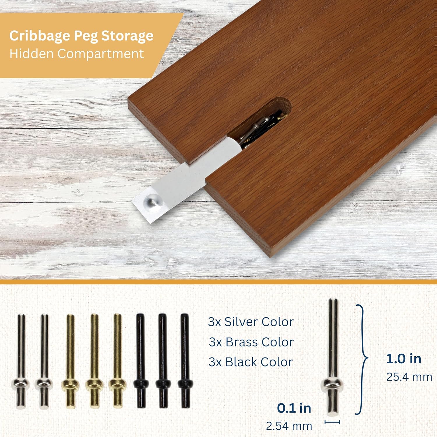 WE Games Classic Solid Dark Stained Oak Wood Board Cribbage Board Set, 3 Track Board with Metal Pegs, Unique Cribbage Board for Family Games, Travel Games, Birthday Gifts, 16 inches