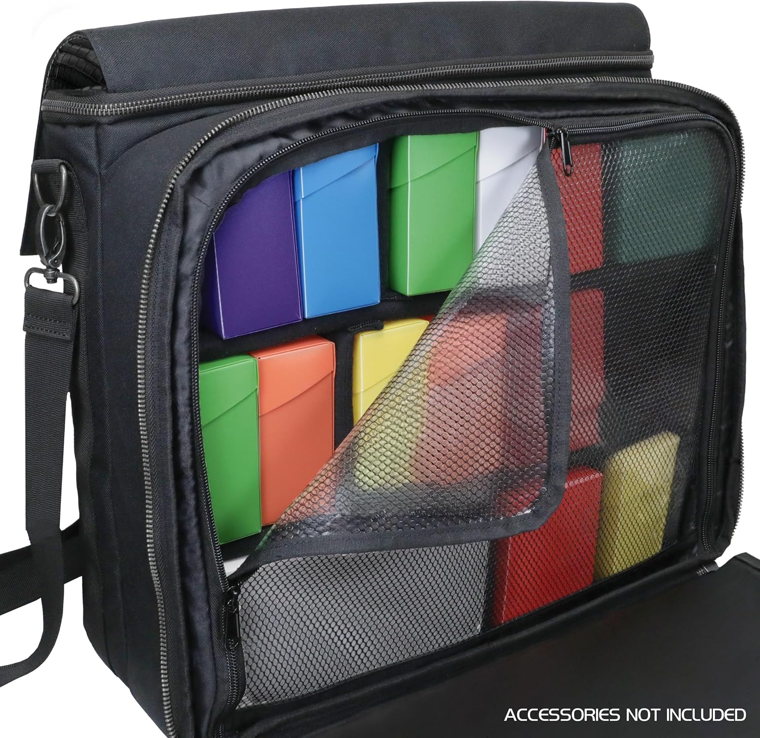 ENHANCE Collector's Edition MTG Bag fits Deck Boxes, Top Loader Binder, Commander Deck, & More TCG Accessories - TCG Travel Bag with Card Defender Screen, Customizable Interior (Dragon Black)