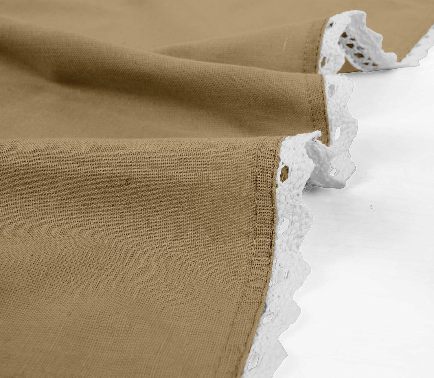 Beige Solid Home Decor Everyday Washable Lace Placemats with Napkins Dining Table Decor-Pack of 8