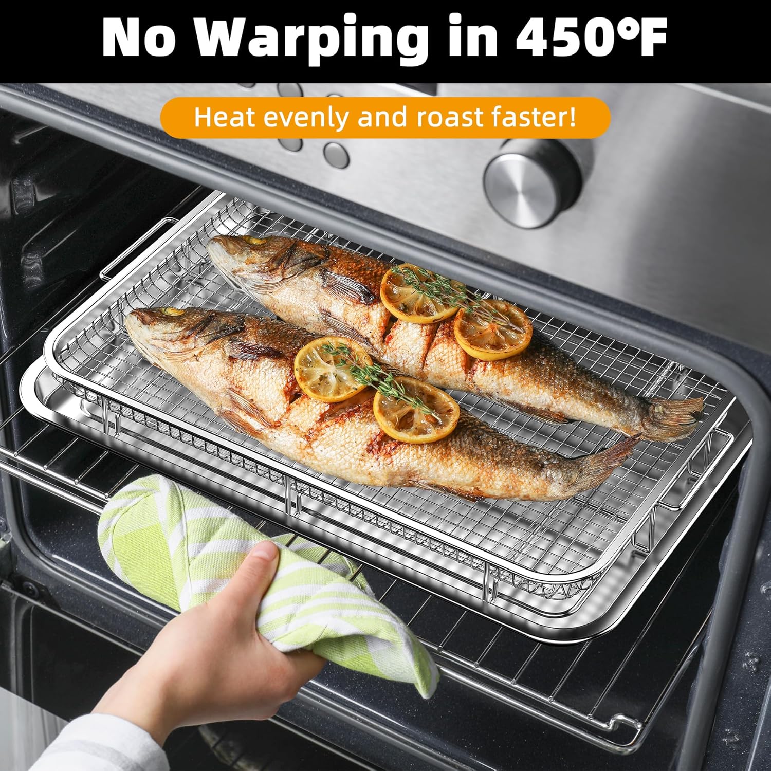 YEPATER Air Fryer Basket Roasting Fish in Oven