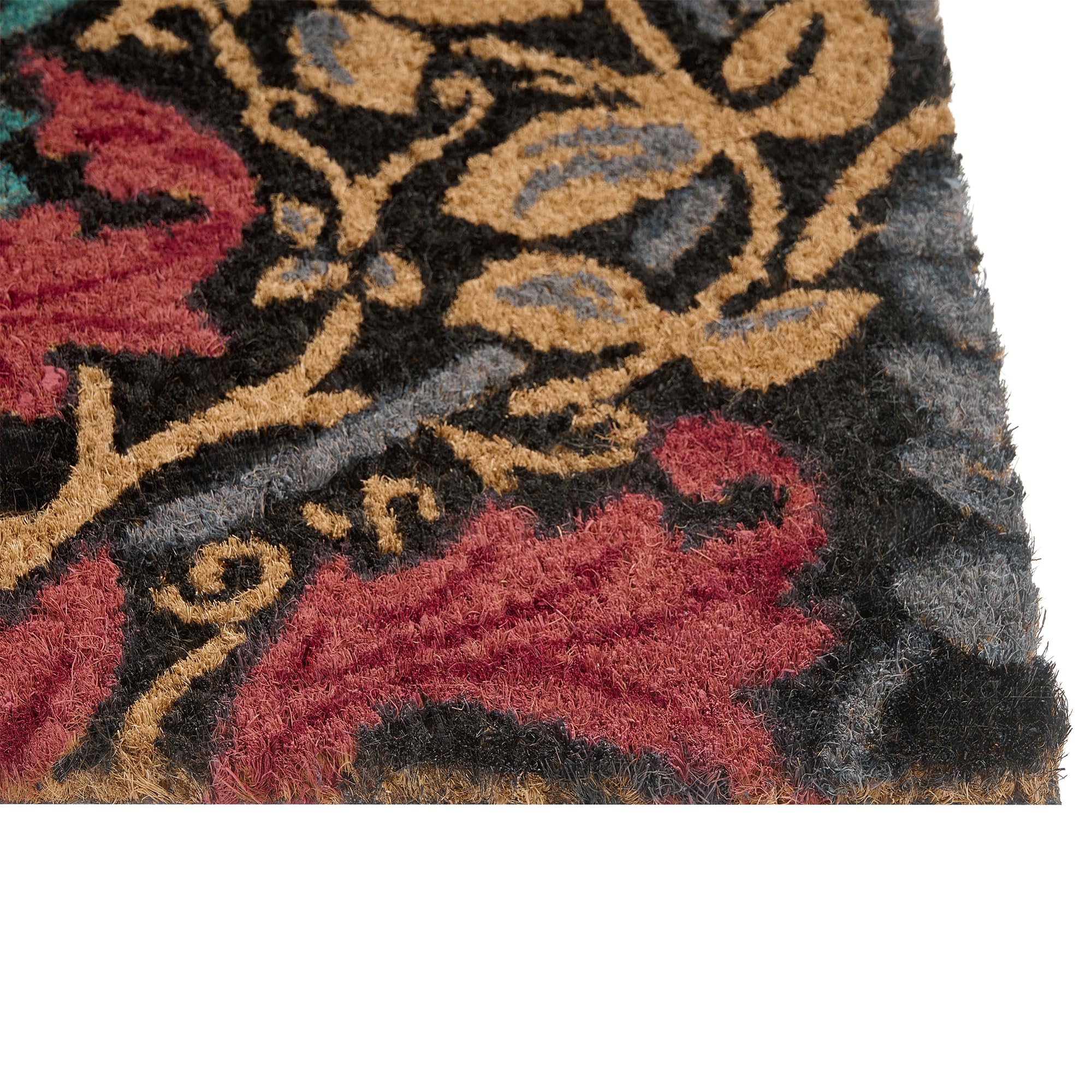 Beliani Paillasson Moderne en Fibre de Coco 45 x 75 cm Motif Floral Antidérapant en PVC Intérieur Extérieur Multicolore Illiamna