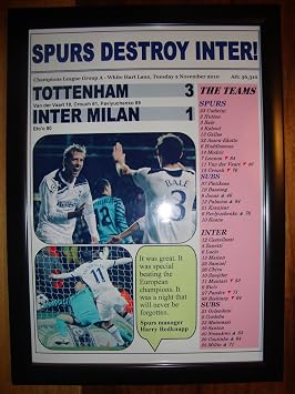 Lilywhite Multimedia Tottenham Hotspur 3 Inter Milan 1-2010 Champions League - framed print