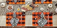Vista 6 de DII Buffalo Check Collection - Juego de manteles individuales clásicos de granja, 13x19, naranja y negro, 6 piezas