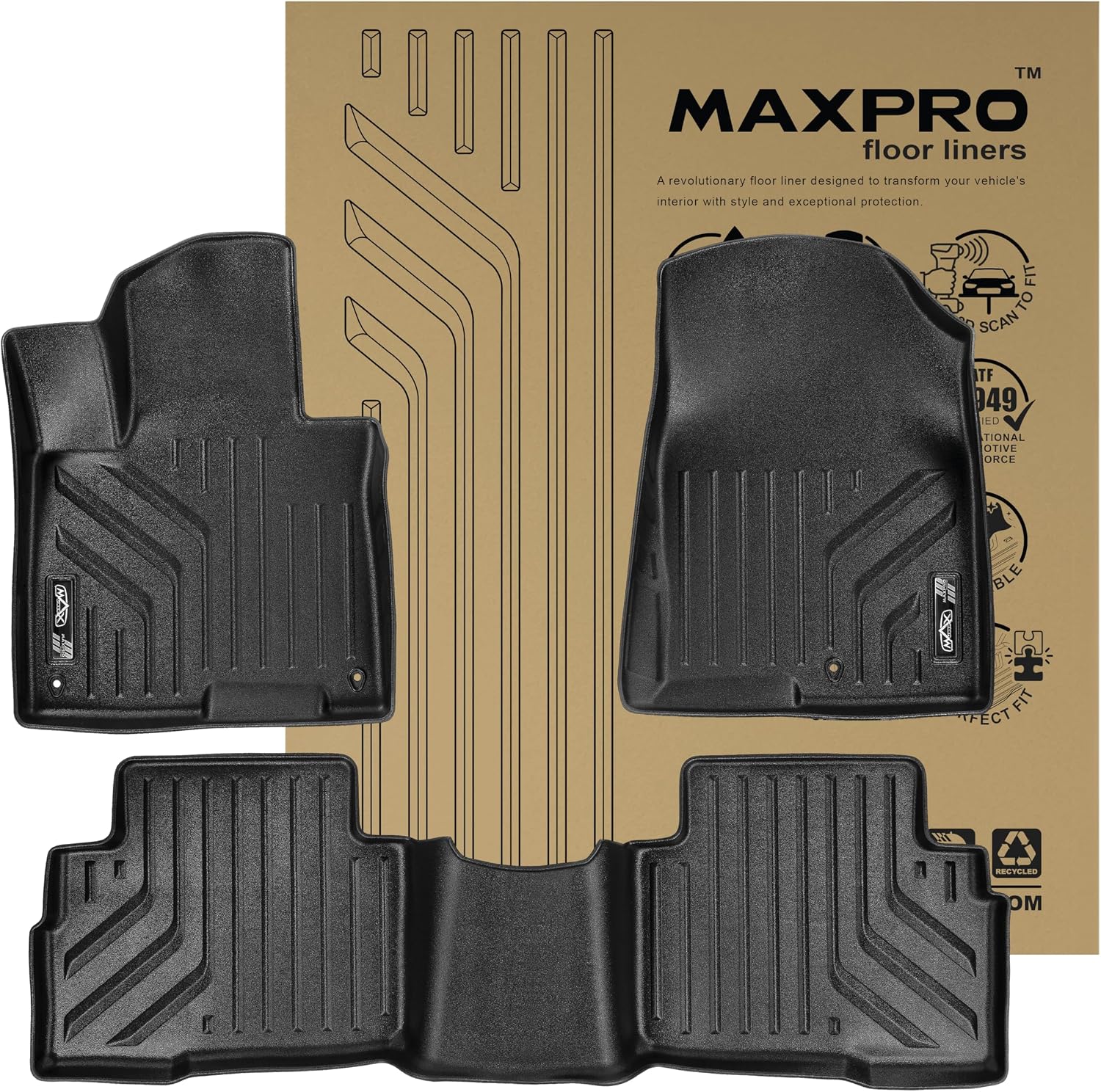 Premium MAXPRO Floor Mats for 2023-2026 Kia Sportage Hybrid 1st&2nd Row Complete Set All Weather Waterproof TPE Floor Liners Custom Fit Automotive Floor Mats Kia Sportage Accessories Car Mats Full Set