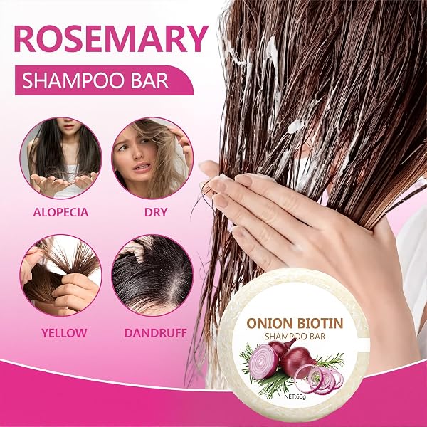 Solid Onion Shampoo Bar with Biotin & Keratin – Organic Formula for Hair Growth, Anti Hair Loss – Sulfate Free, Silicone Free – Natural Hair Care for Women & Men – 1 Piece - 4