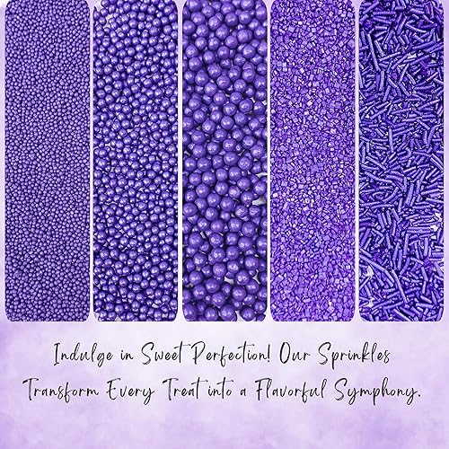 Miniatura 6 de Sprinkles - Gránulos de Confect para decoración de pasteles y cupcakes, paquete surtido de 5 fascinantes gránulos morados para Halloween, mezcla de