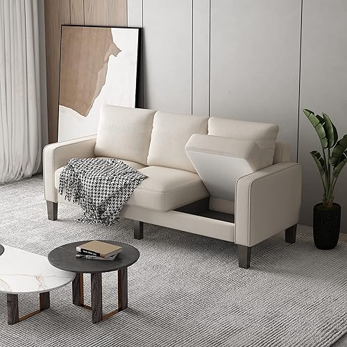 Miniatura 3 de Sofá moderno de tela de 3 plazas de 75 pulgadas, con caja de almacenamiento, con capacidad de peso de 800 libras para sala de estar, dormitorio,