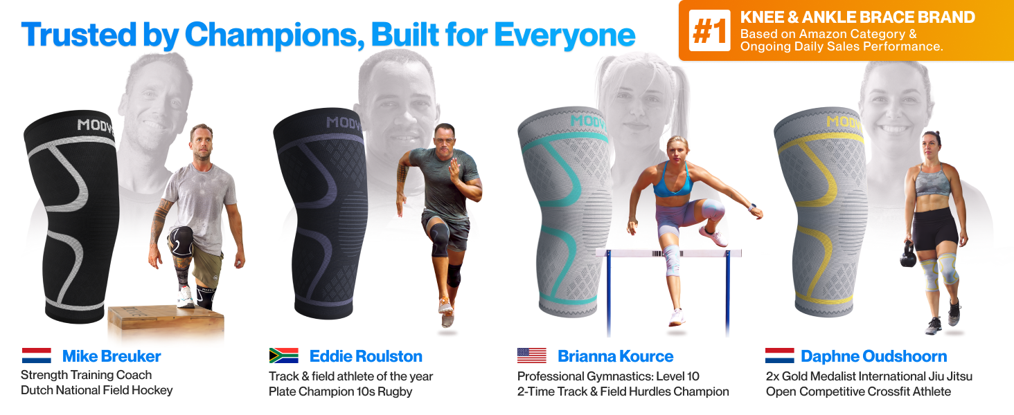Modvel 2 Pack Knee Brace for Women & Men - Workout Knees Compression Sleeve for Knee Pain Relief Joint Support for ACL, Arthritis, Meniscus Tear Knees Brace for Sports, Rodilleras para Gym Fitness