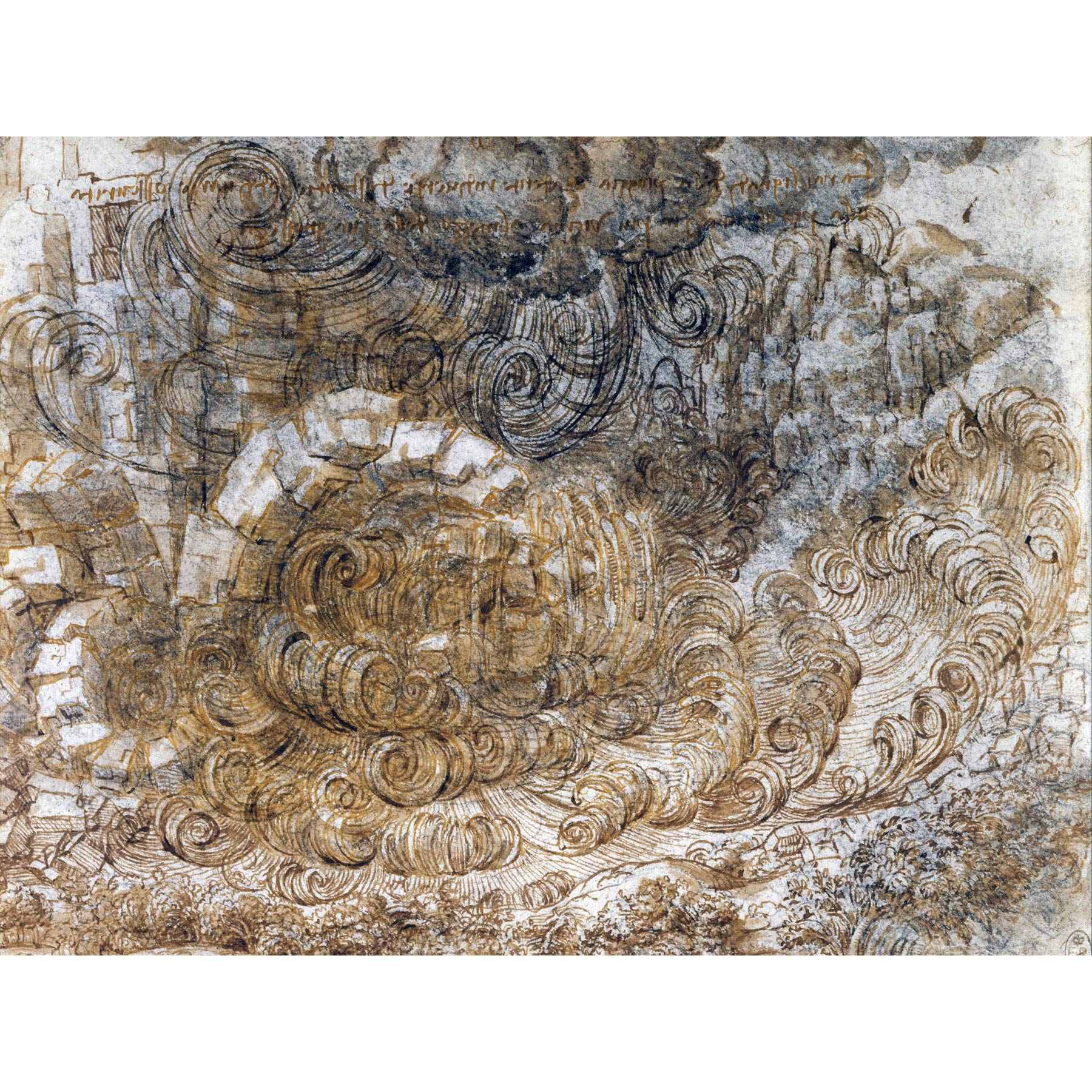 Leonardo Da Vinci A Deluge Flood Storm Drawing Large Wall Art Poster Print Thick Paper 18X24 Inch