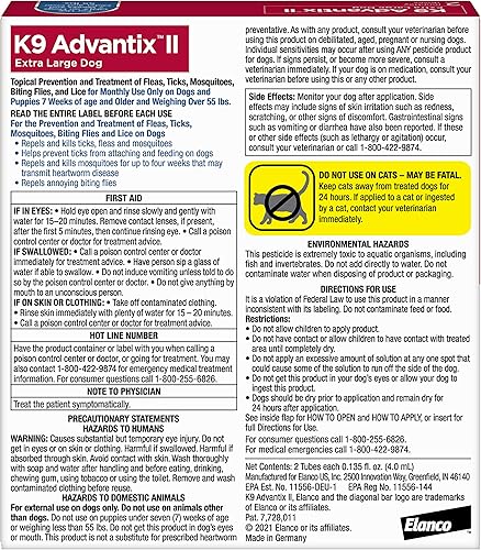 Miniatura 2 de K9 Advantix II XL Tratamiento y prevención de pulgas, garrapatas y mosquitos recomendado por veterinarios para perros  Perros de más de 55 lb.