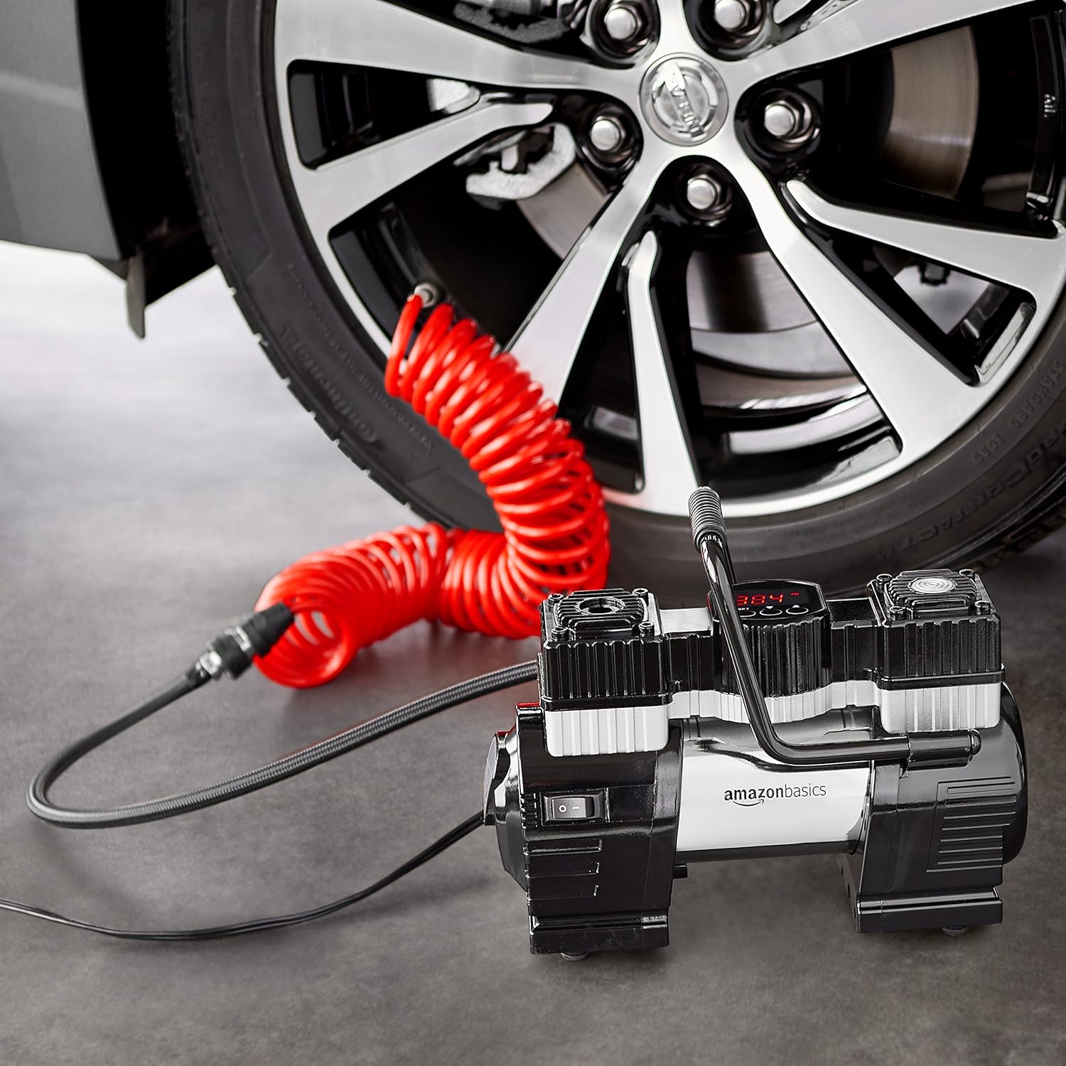 Amazon Basics - Portable Digital Air Compressor, Dual Battery Clamps with Carrying Case, Black/Red 8 9182thSZWTL. AC SL1500