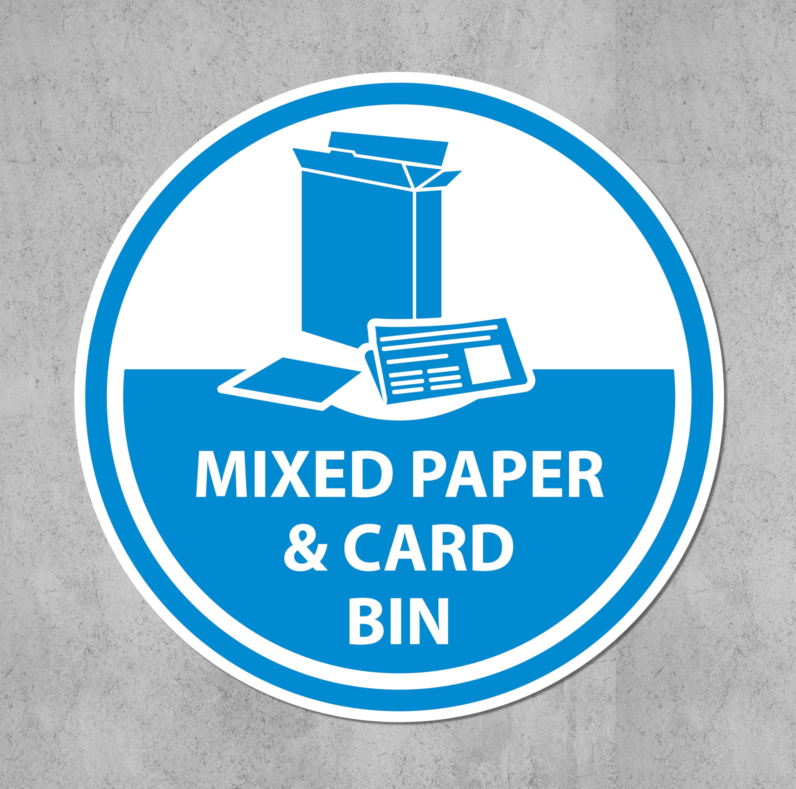 Mixed Paper and Card bin, Recycling Sign - Self Adhesive Sticker (300mm x 300mm)