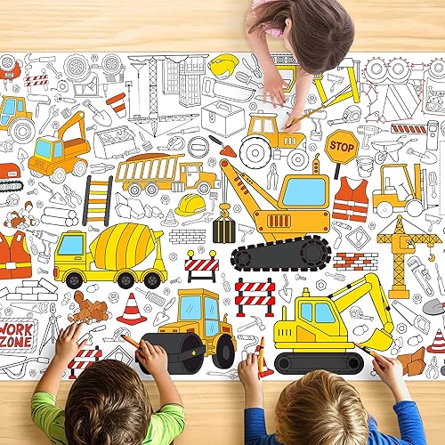 Miniatura 21 de Groovy - Mantel para colorear para niños, póster colorido de 30 x 72 pulgadas con letreros de paz, margarita, diseños retro, perfecto para juegos de