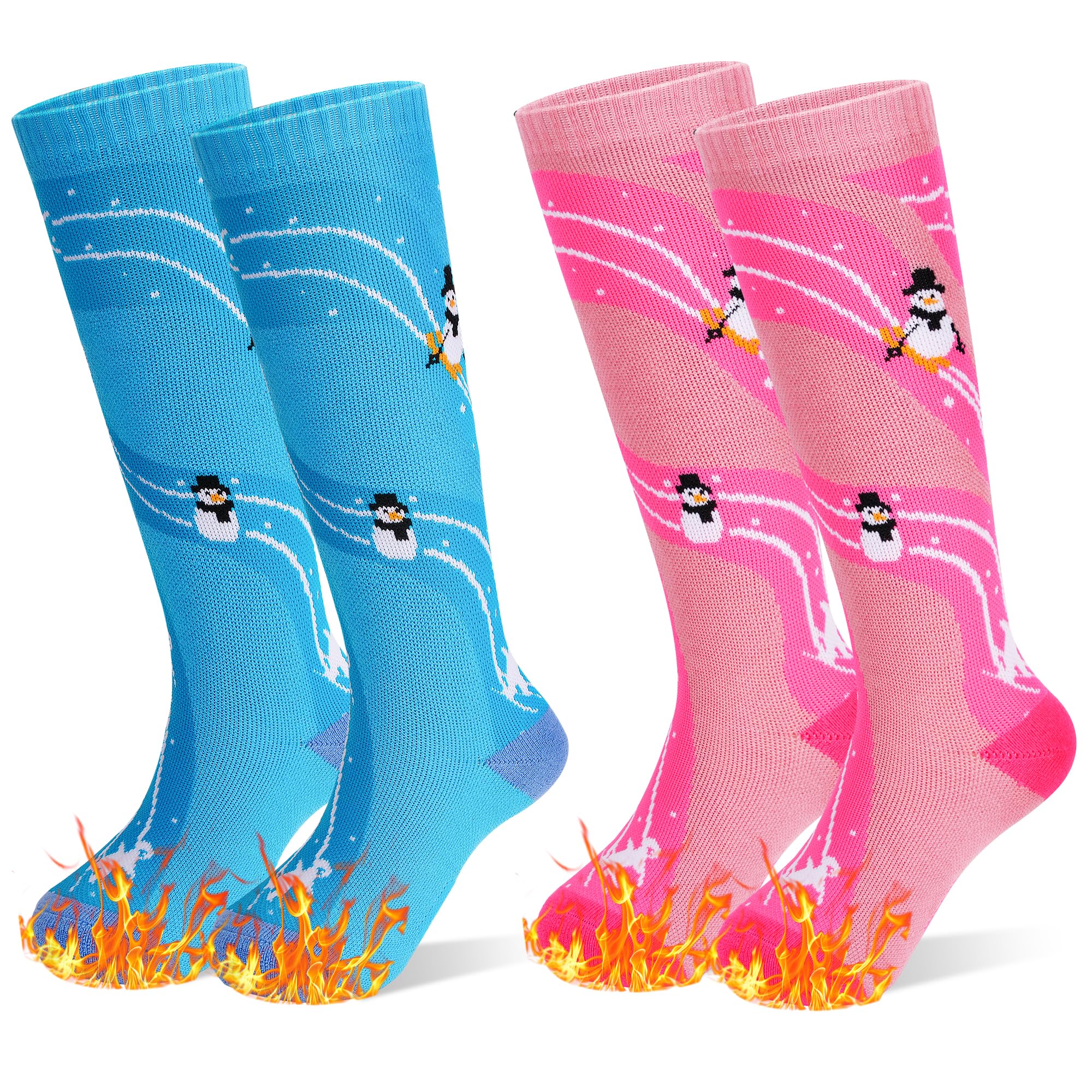 ARERWA Kinder Skisocken Thermisch Knielang Premium - Weich, strapazierfähig und warme Snowboardsocken für Jungen und Mädchen (3-12 Jahre) 2 Paare