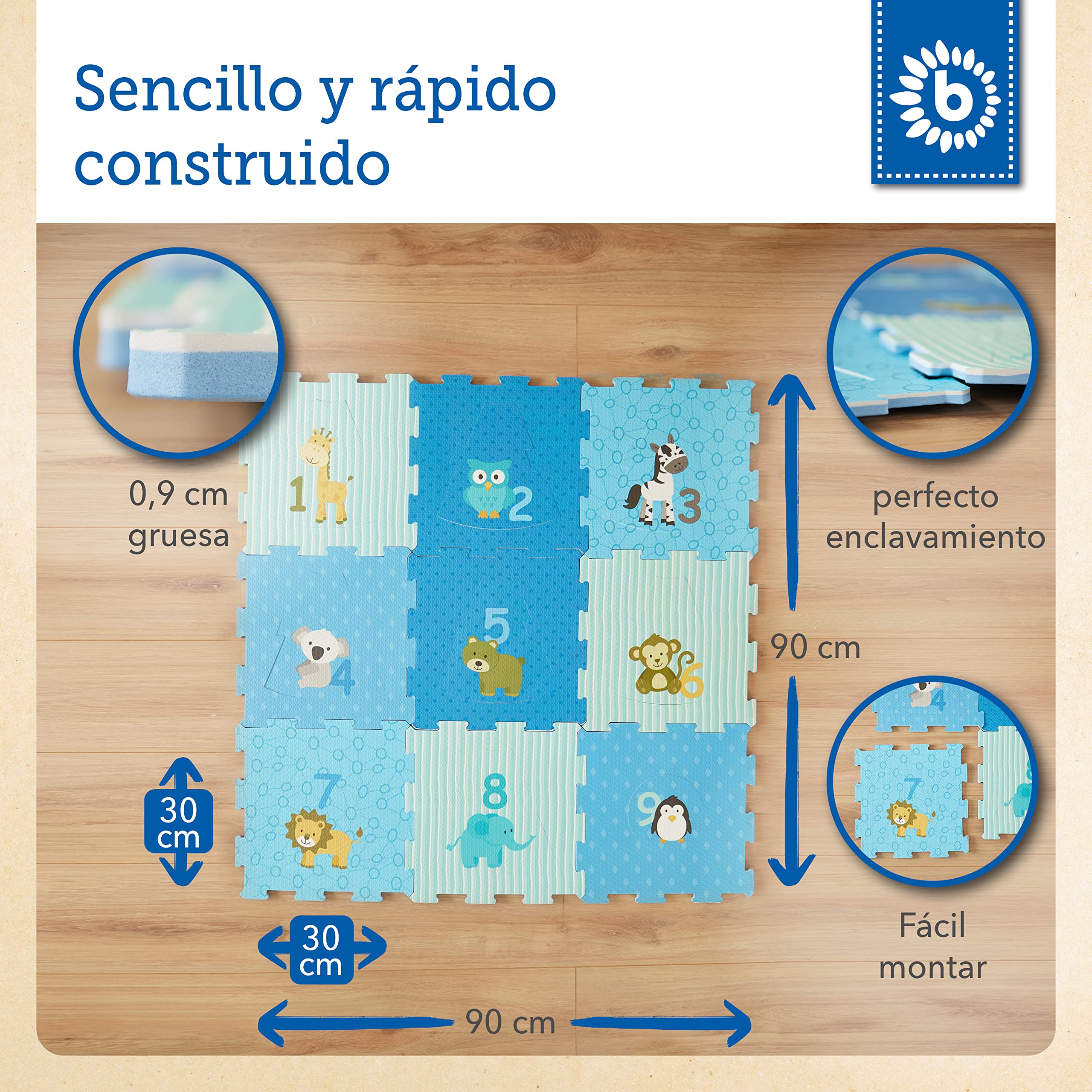 Bieco Alfombra Puzzle beber Acolchada | Alfombra Suelo Bebé Puzzle Acolchado Grande | Suelo Bebé Goma EVA | Alfombra Infantil