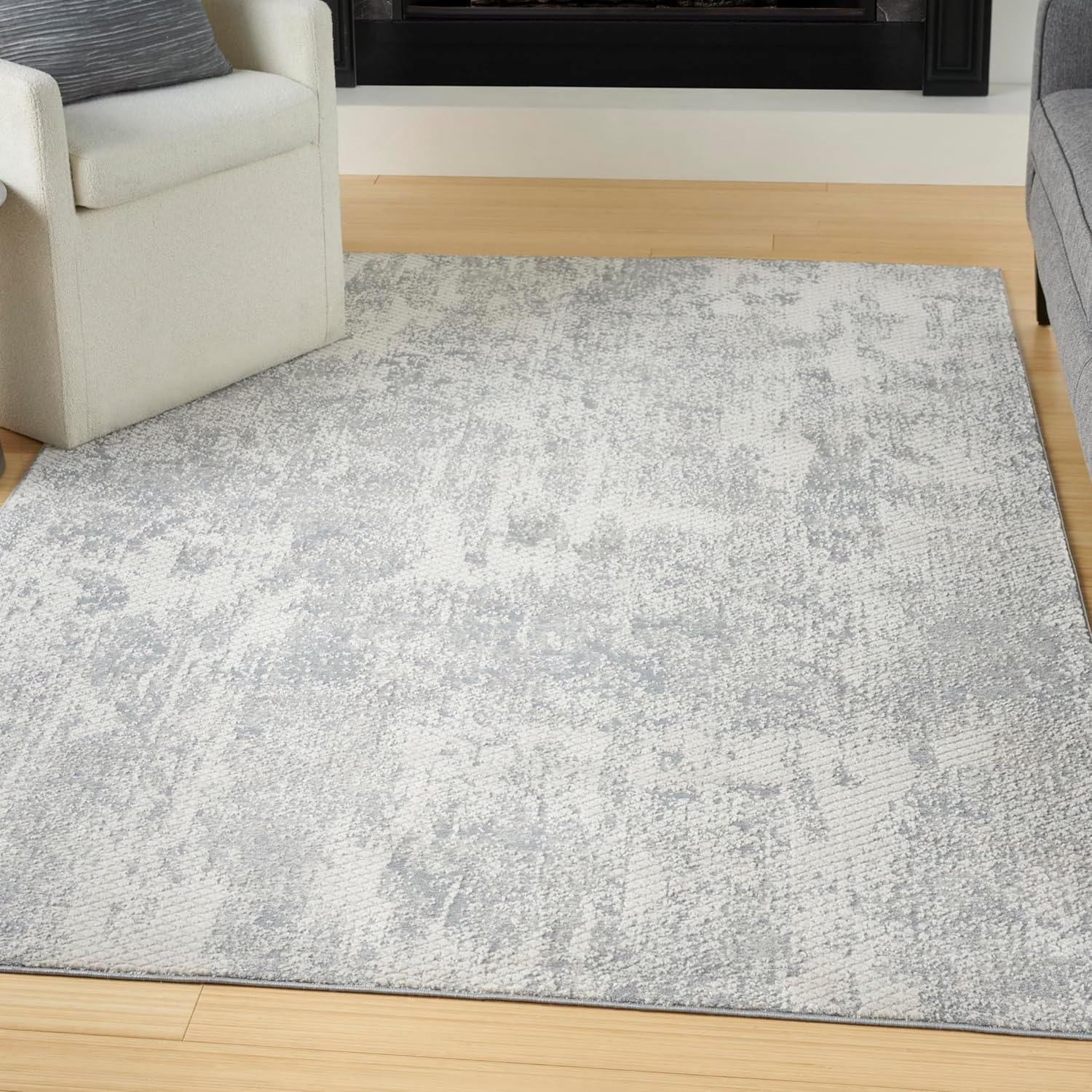 Gray Abstract 4' x 6' Synthetic Handmade Area Rug