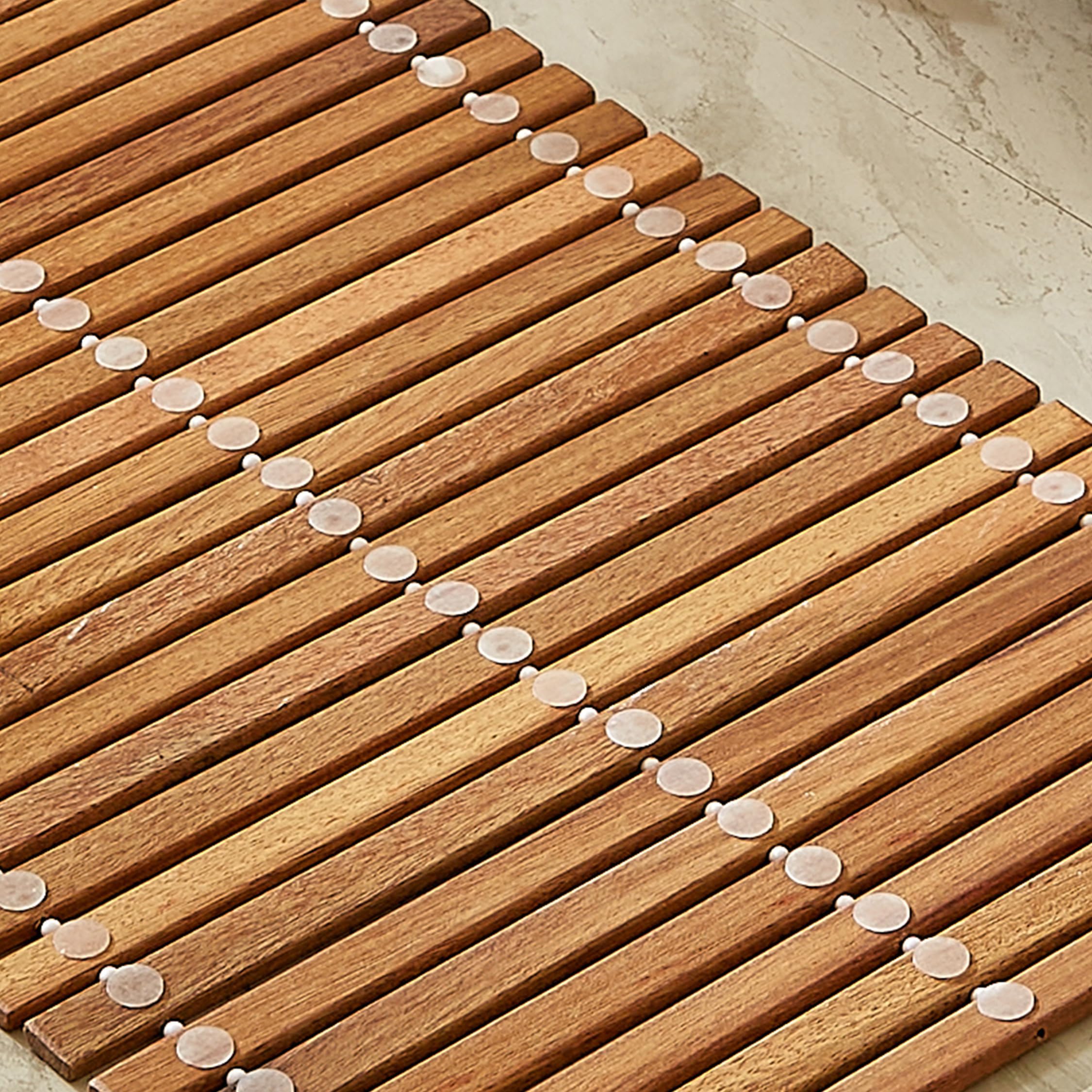 Alfombrilla de Baño de Madera de Teca, 60 x 40 cm, Antideslizante, Multiuso, Higiénica