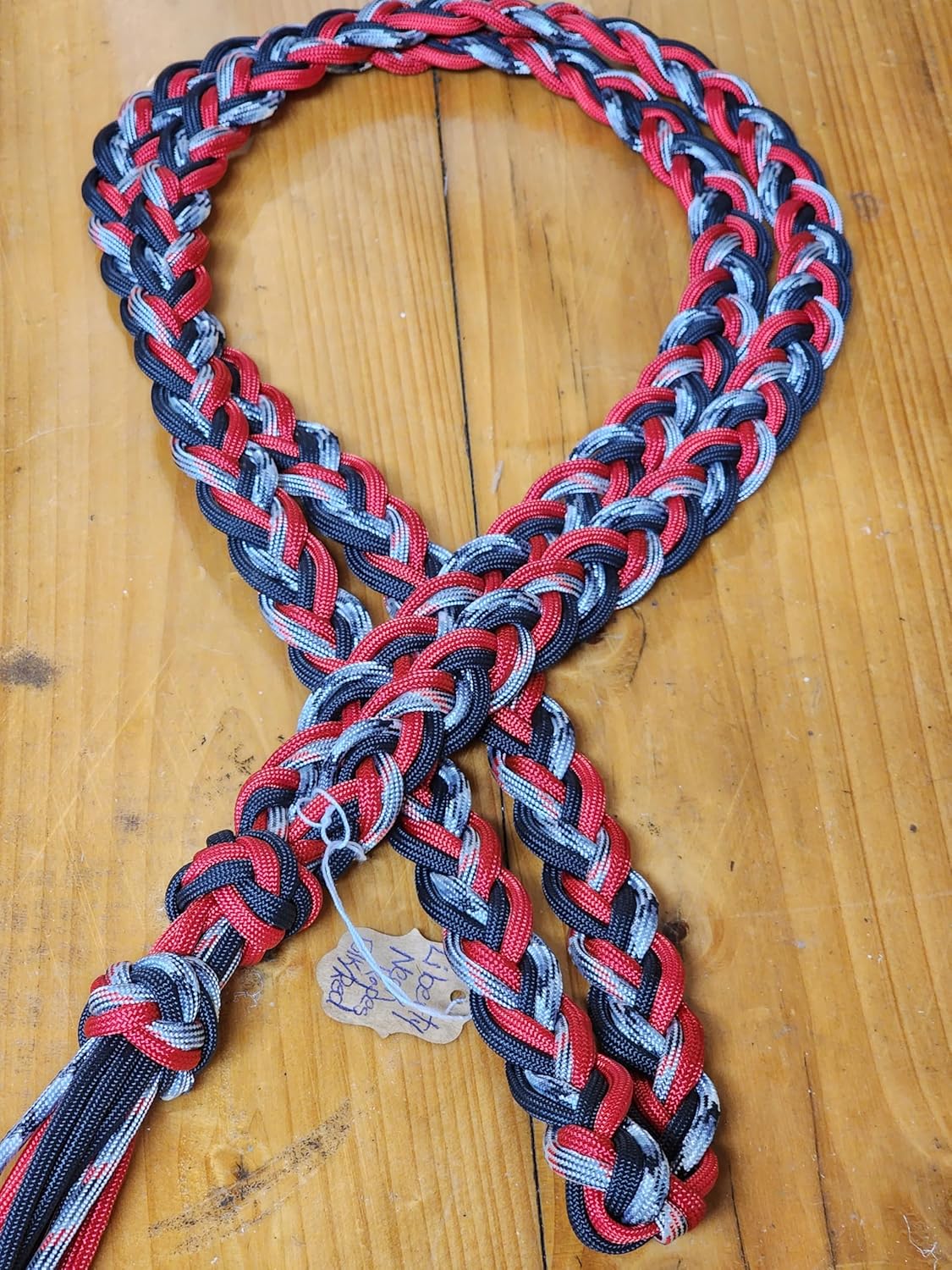 Liberty Bridleless Braided Horse Neck Rope by KatzHorseWear for Riding Your Horse in Red/Black/Gray Color