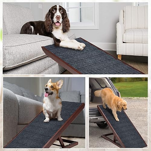 Miniatura 7 de Candockway 5 rampas portátiles ajustables para perros, para cochecamas altassofá, rampa antideslizante para mascotas, rampa plegable para gatos con