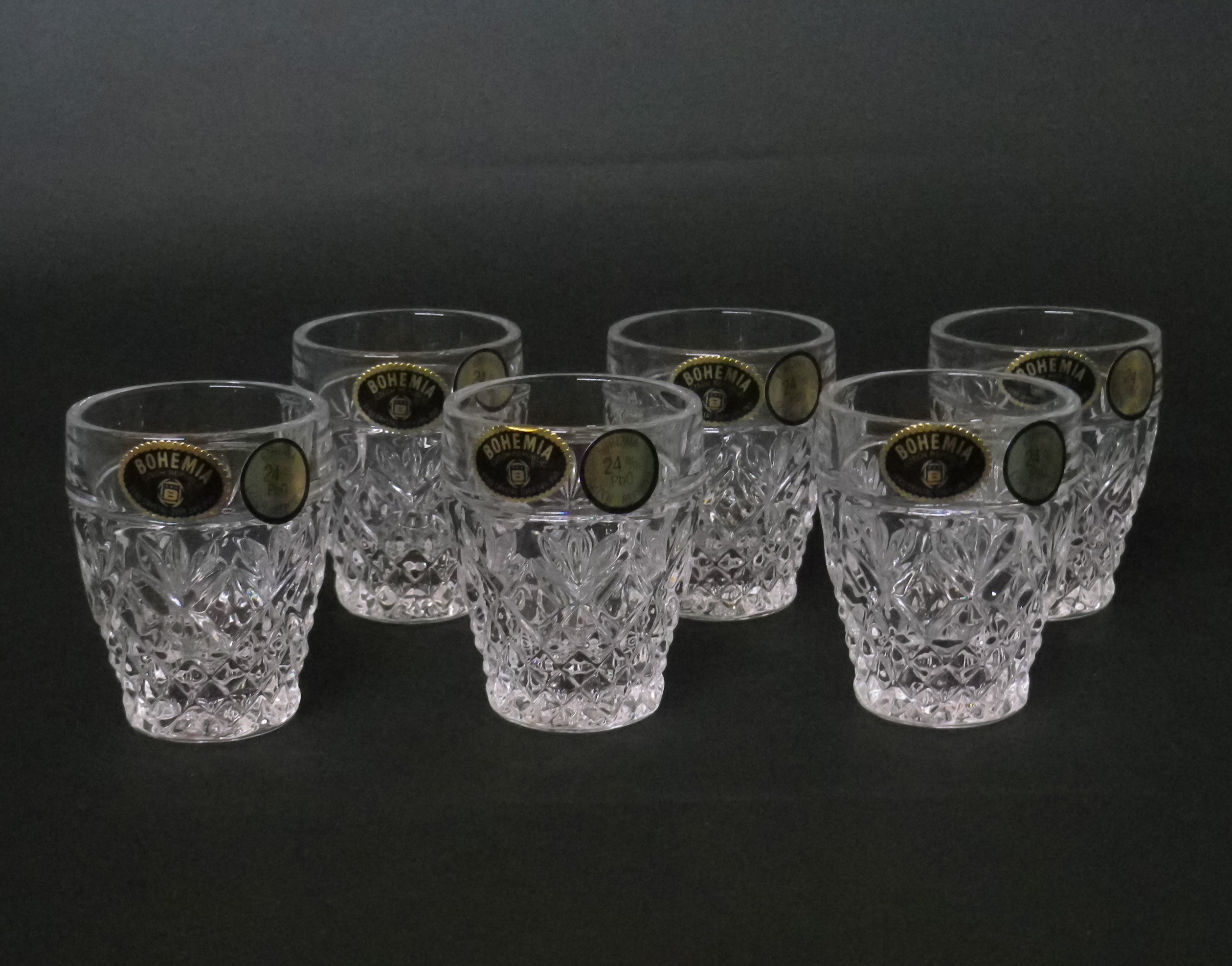 Bohemian Glass Crystal Shot Glass Set of 6 1.6oz Czech Republic 24% PbO