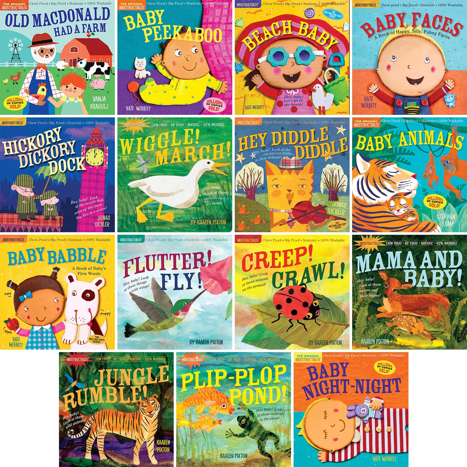 Indestructibles Series, 15 Books Collection Set, Chew Proof - Rip Proof - Nontoxic - 100% Washable (Book for Babies, Newborn Books, Safe to Chew)