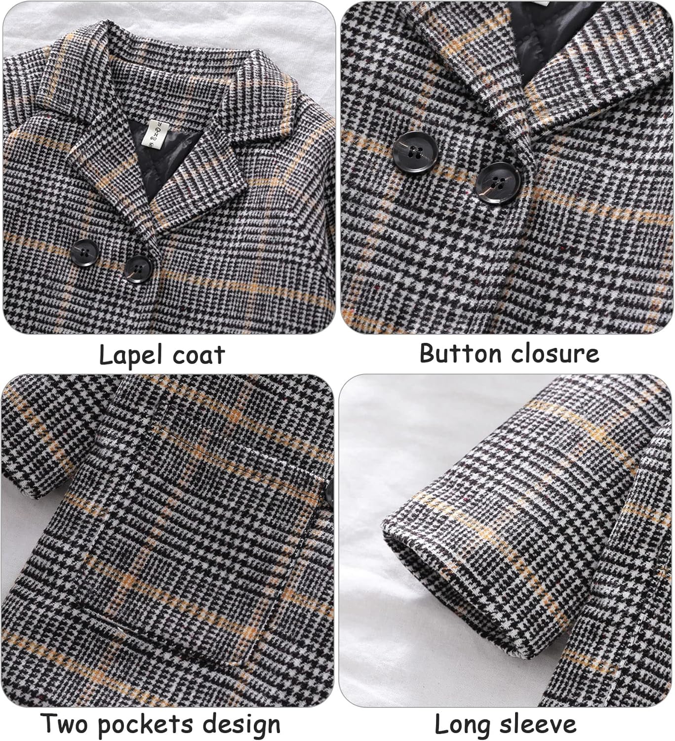 Aivtalk Toddler Boy Double Breasted Dress Coat Classic Wool Blend Warm Peacoat for Kids Button Down Trench Coat - Image 4