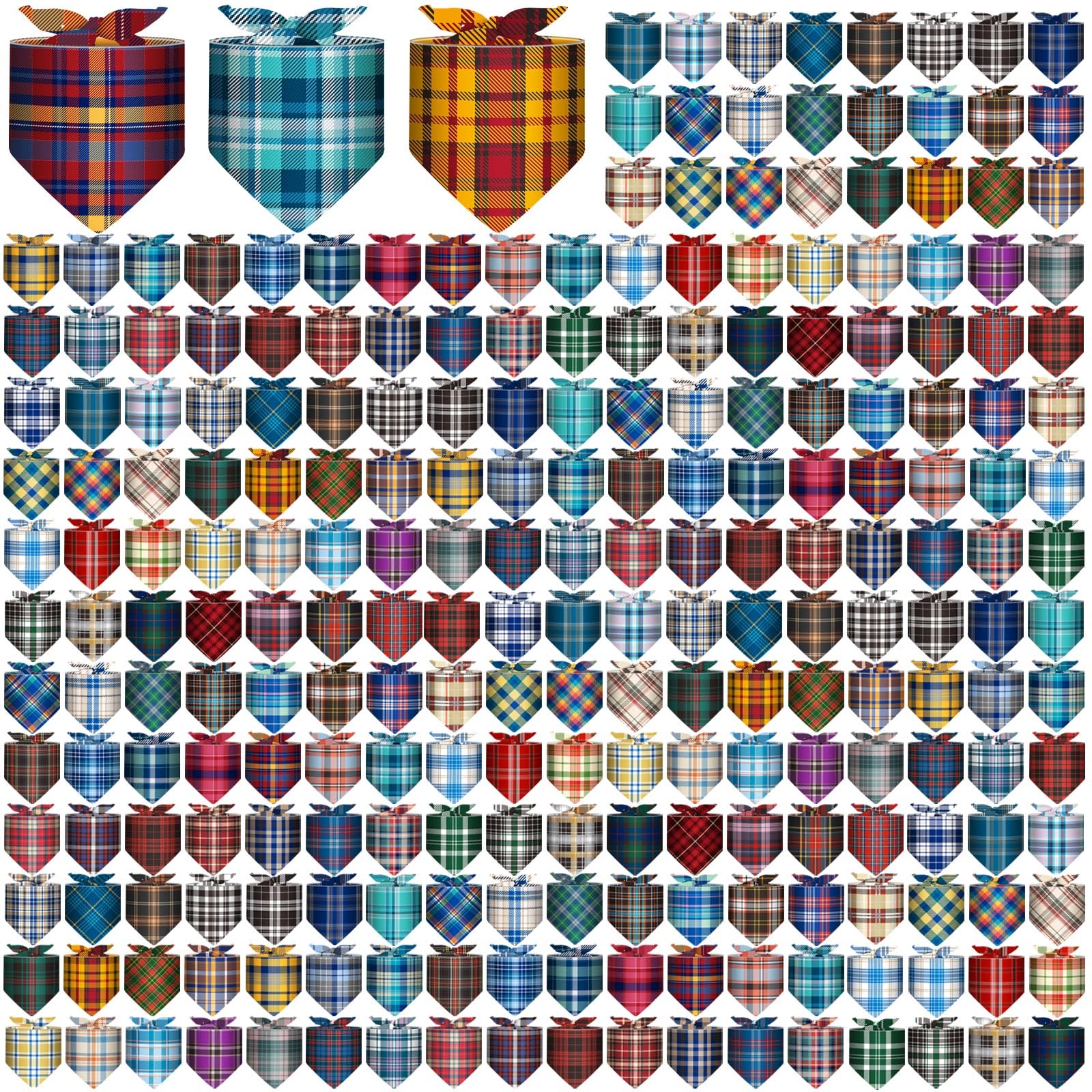 Geyoga 240 Pcs Spring Dog Bandanas Bulk Summer Pet Bandanas Adjustable Fall Triangle Dog Grooming Scarf Bibs Kerchief for Small Medium Large Cats Pet