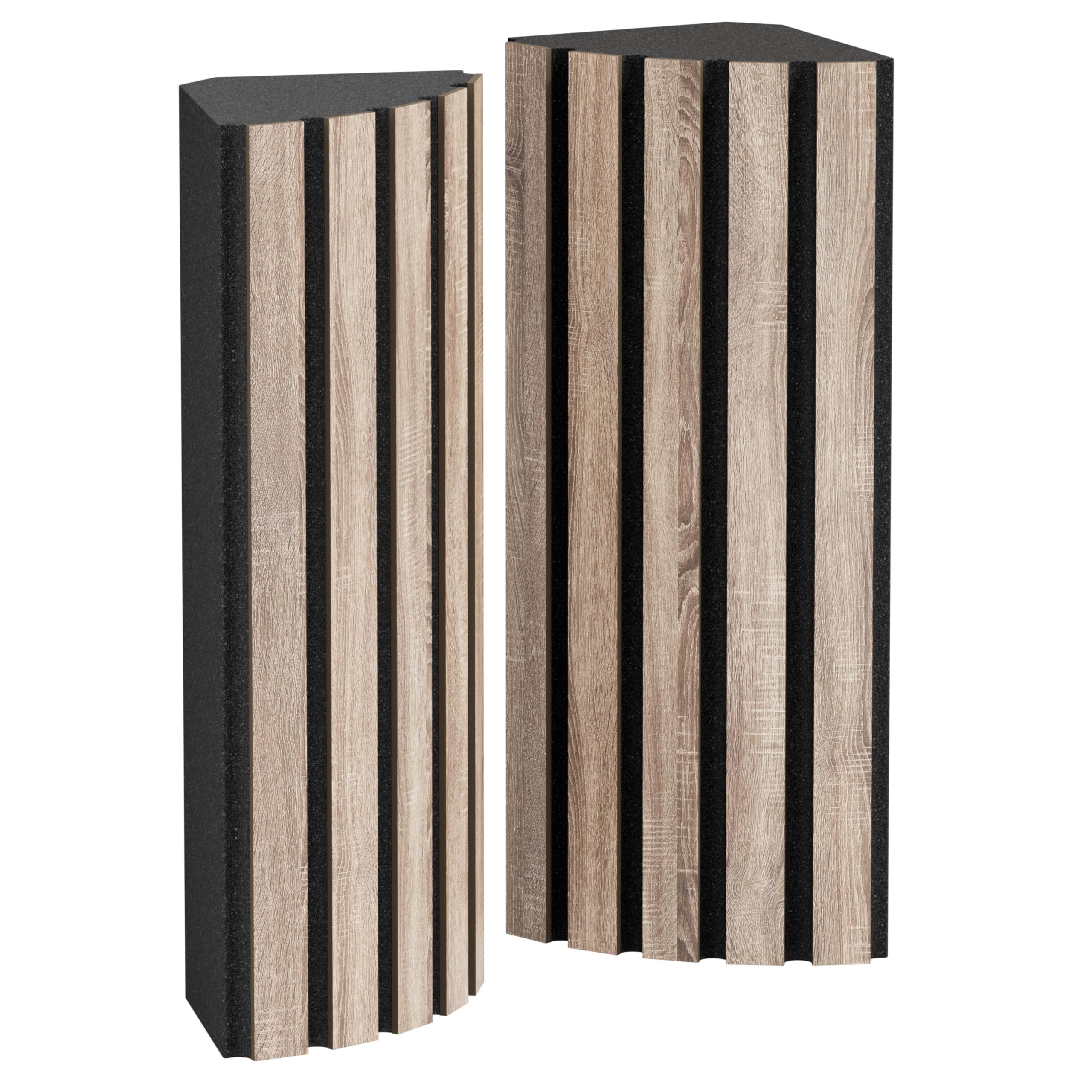Pack de 2 trampas acústicas para graves de esquina | Absorción de bajas frecuencias para estudios/teatros | 50 × 23 cm | Insonorización - Absorción - Difusión | Color: [x2 POLETRAP | Sonoma]