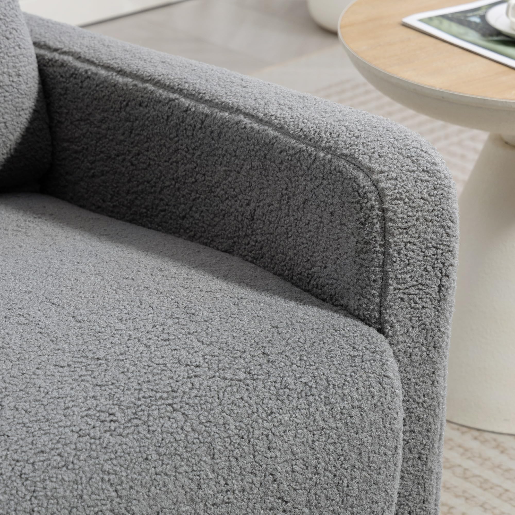 HOMCOM Sillón Relax Reclinable Manual, Sillón Relax de Borreguito con Reposabrazos, Reposapiés, Acolchado Grueso, Función de Balanceo 360°, Butaca Reclinable hasta 135º para Salón, Dormitorio, Gris