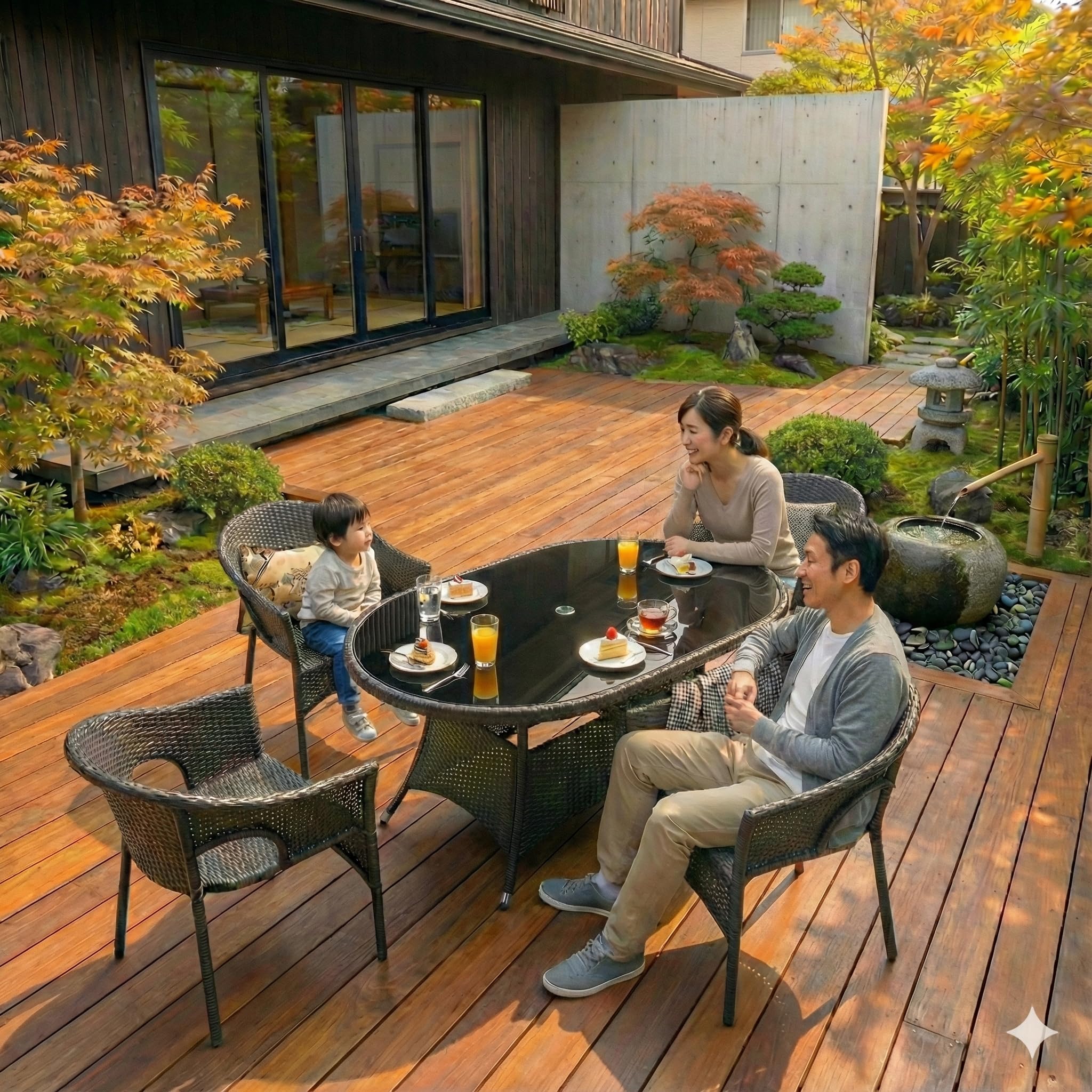 Amazon.co.jp: ガーデンファニチャー 5点セット 手編み高級人工ラタン