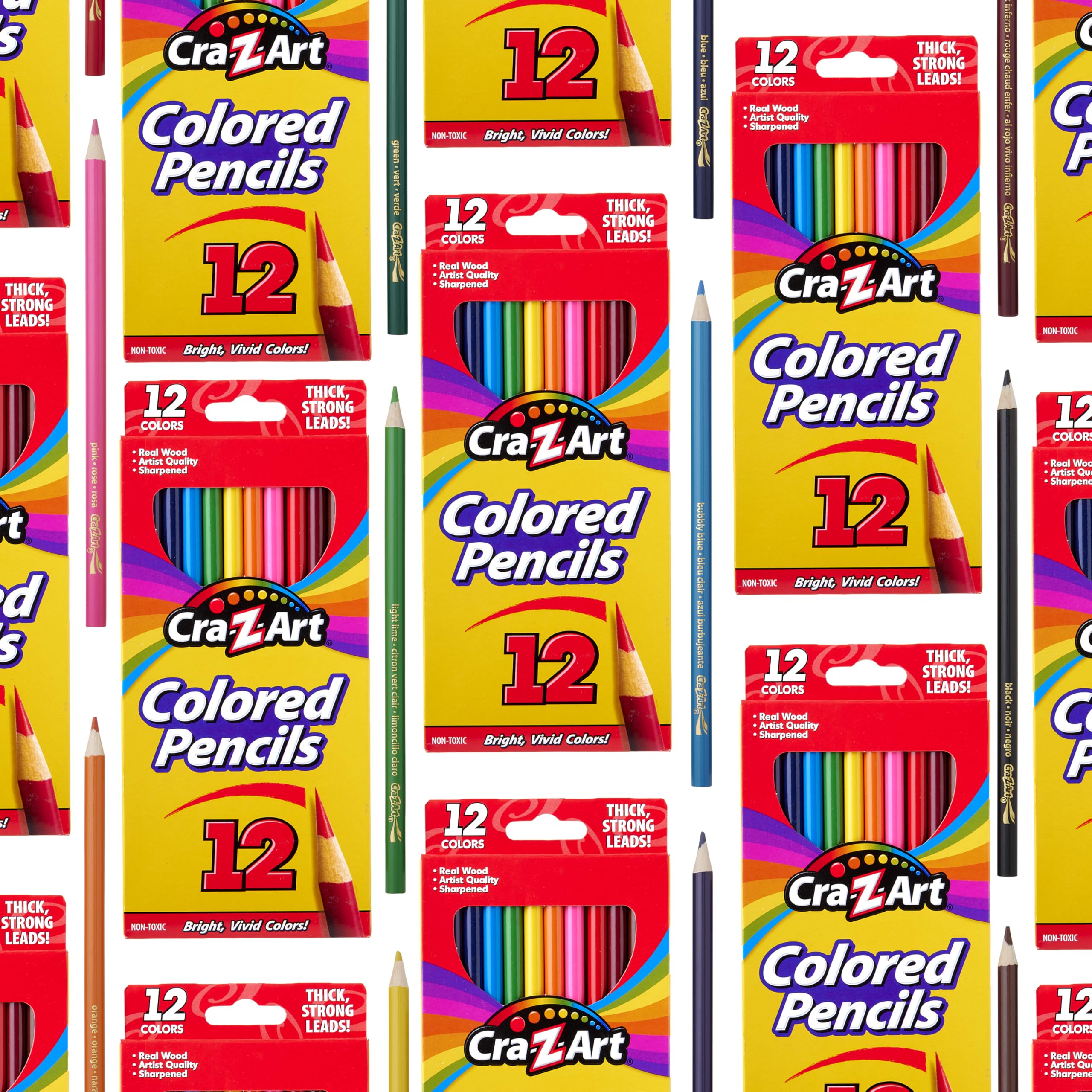 Cra-Z-Art Großpackung Buntstifte, 18 Packungen mit je 12 kt Buntstiften, Schulbedarf, Klassenzimmerbedarf, Lehrer-Großpackung