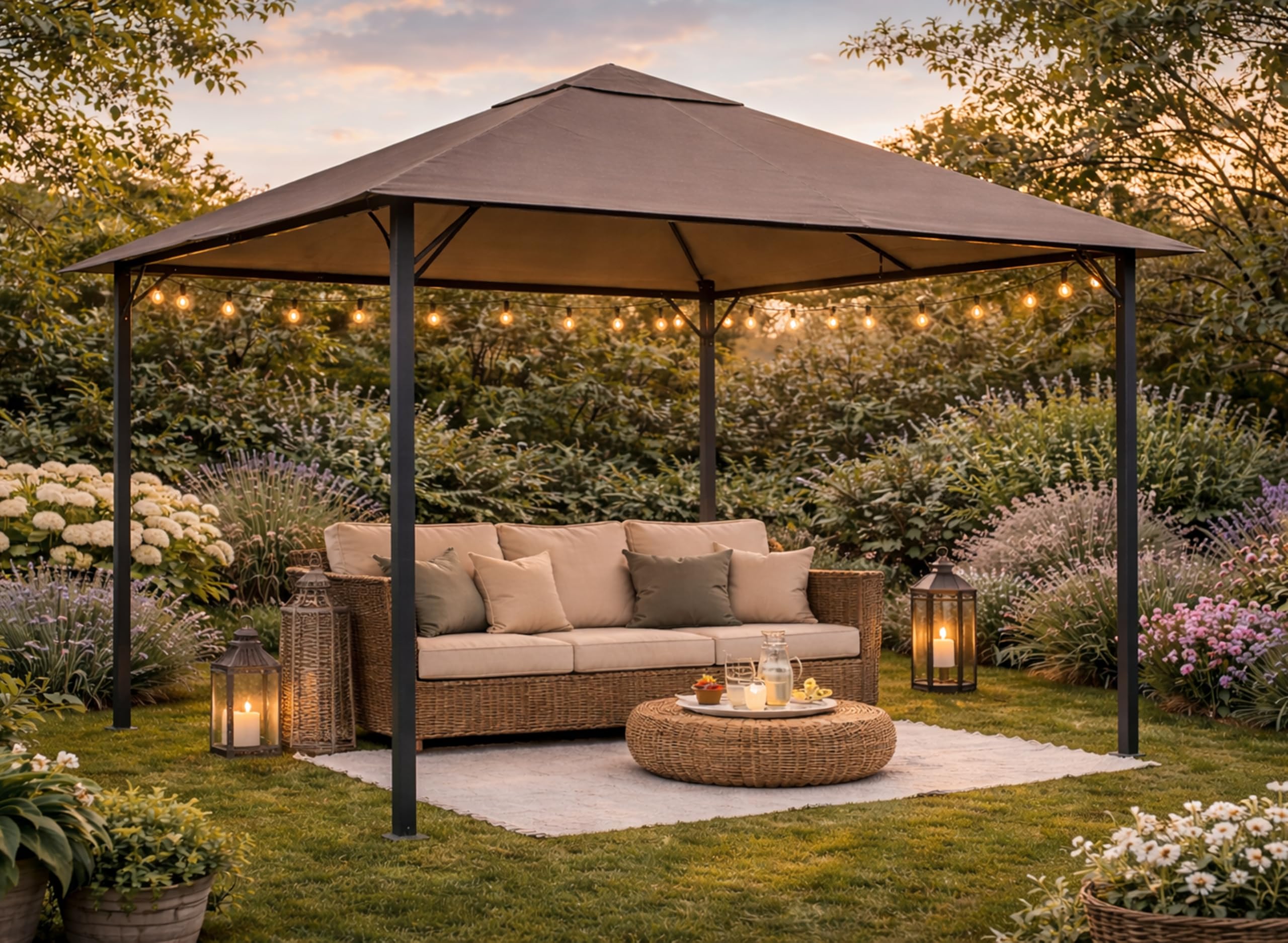QUICK STAR Toit de Rechange 250 g pour pavillon de Jardin 3 x 3 m Taupe/Gris Beige RAL 7006 Antique