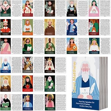 Motiskyy 120 Pcs Catholic Gift Catholic Prayer Card with Saint Stories Holy Prayer Card Bookmark Bulk for Homeschool Teacher Student Sunday School Christian Religious Education Activity Bible Study
