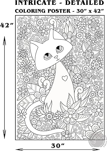 Miniatura 2 de SJPRINTER Póster gigante para colorear para niños y adultos, diversión creativa para aulas, centros de atención, escuelas, grupos y familias (gato,