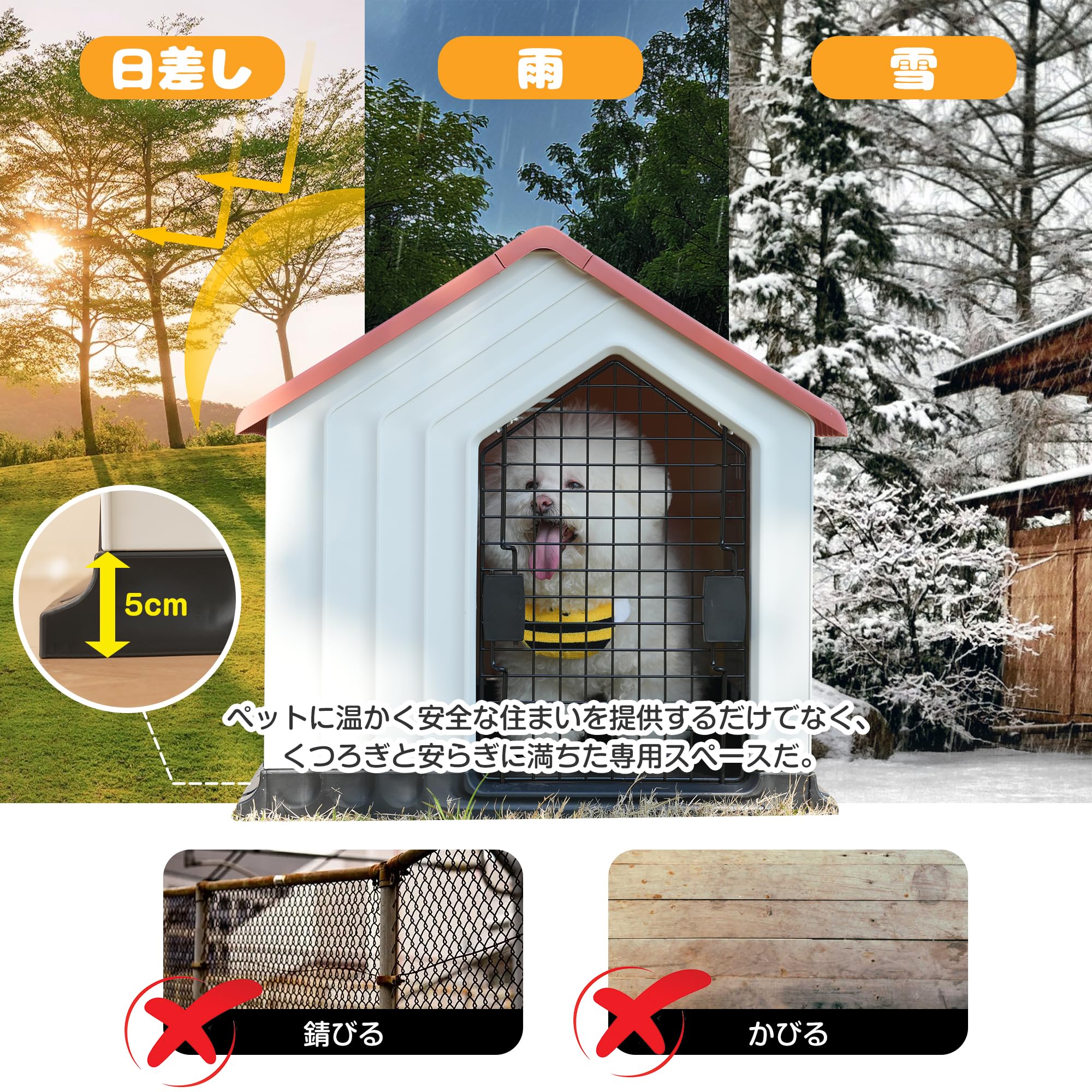 Amazon | OSJ 犬小屋 ドア付き ペットハウス ペットケージ