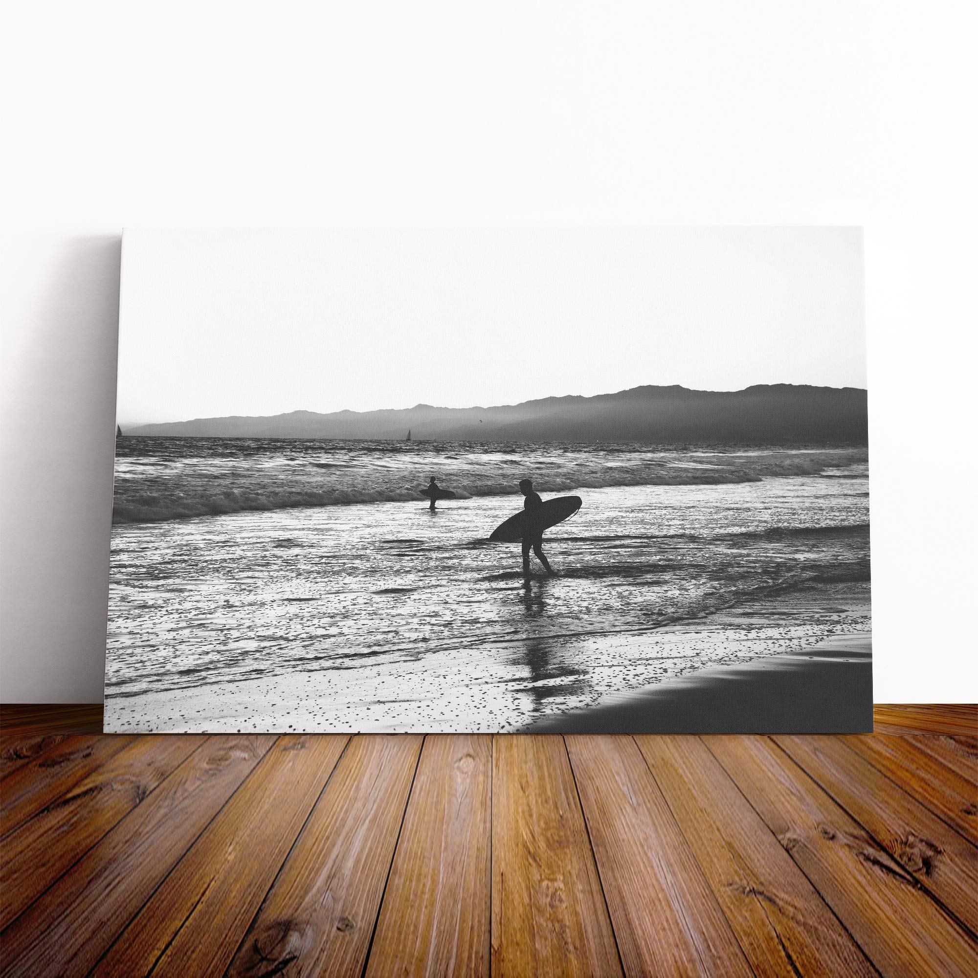 Surfing Surfboard Beach Seascape (2) Canvas Print | Gallery Wrapped 30mm Frame Wall Art | 30x20 inches | Ready to Hang | Modern Seascape Picture | Living Room Bedroom Lounge Office